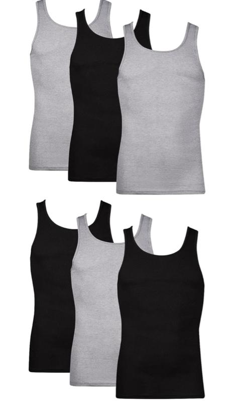 Hanes 5-Pack Core Cotton Tank - Black Ribbed Sleeveless Top for Men's Comfort