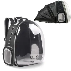 Back Extension Cat Backpack Carriers, Space Capsule Transparent Bubble Expandable Pet Carrier for Kitten and Small Dog up to 13 Pounds