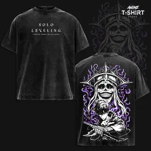Sung jin woo - Solo Leveling Vintage Washed Anime T-Shirt, Oversized Relaxed Fit, Heavyweight Cotton Graphic Tee, Unisex Streetwear Daily Wear, Gift for Anime Fans