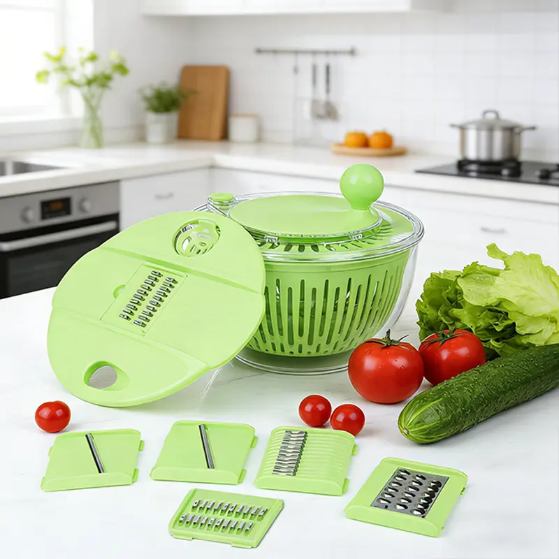 7 in 1 vegetable washer &crank handle salad spinner with Vegetable Chopper for lettuce and herbs kale, spinach, arugula,salad dryer lettuce dryer,lettuce washer,large capacity,Multifunctional,Slicer Juicer Cup,Fruit Detachable Basket Lid #Summervibes,summ