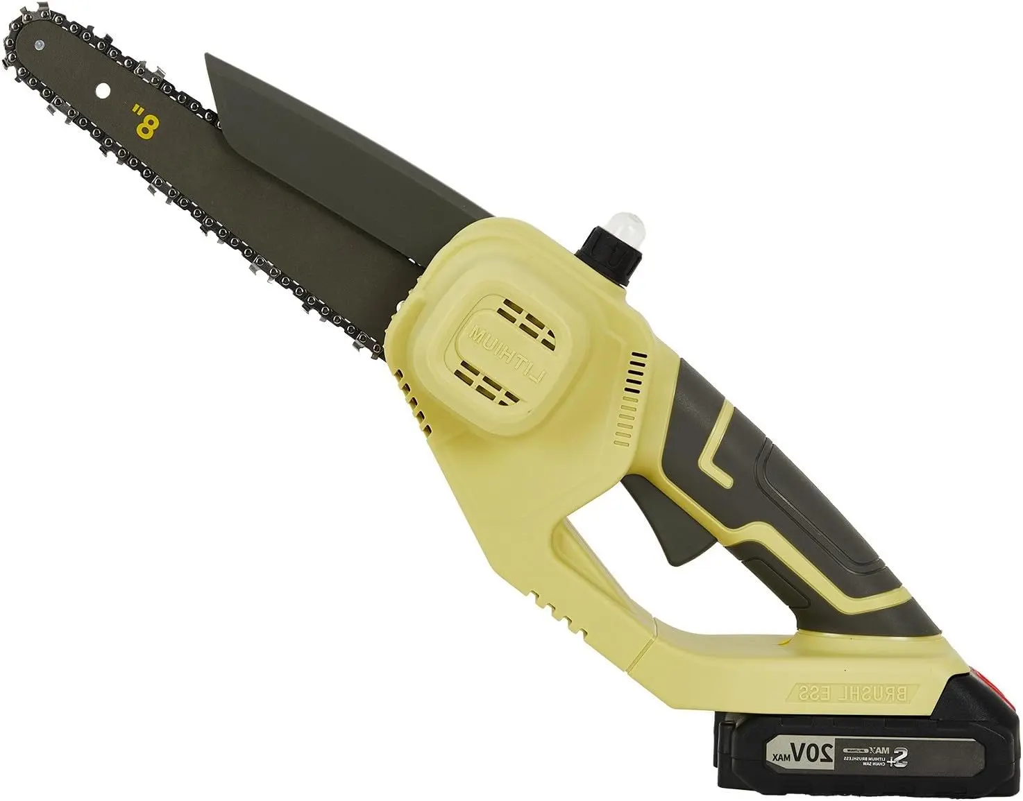 8 Inch Mini Cordless, Automatic Chain Tension, Mini Cordless Handheld Chainsaw, 20V Chargeable Cord Less & 2.0AH Battery and Charger for Home