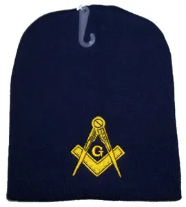 CrazyCoolBuys 8" Navy Blue Freemason Masonic Embroidered Winter Beanie Skull Cap Toboggan Mason Hat