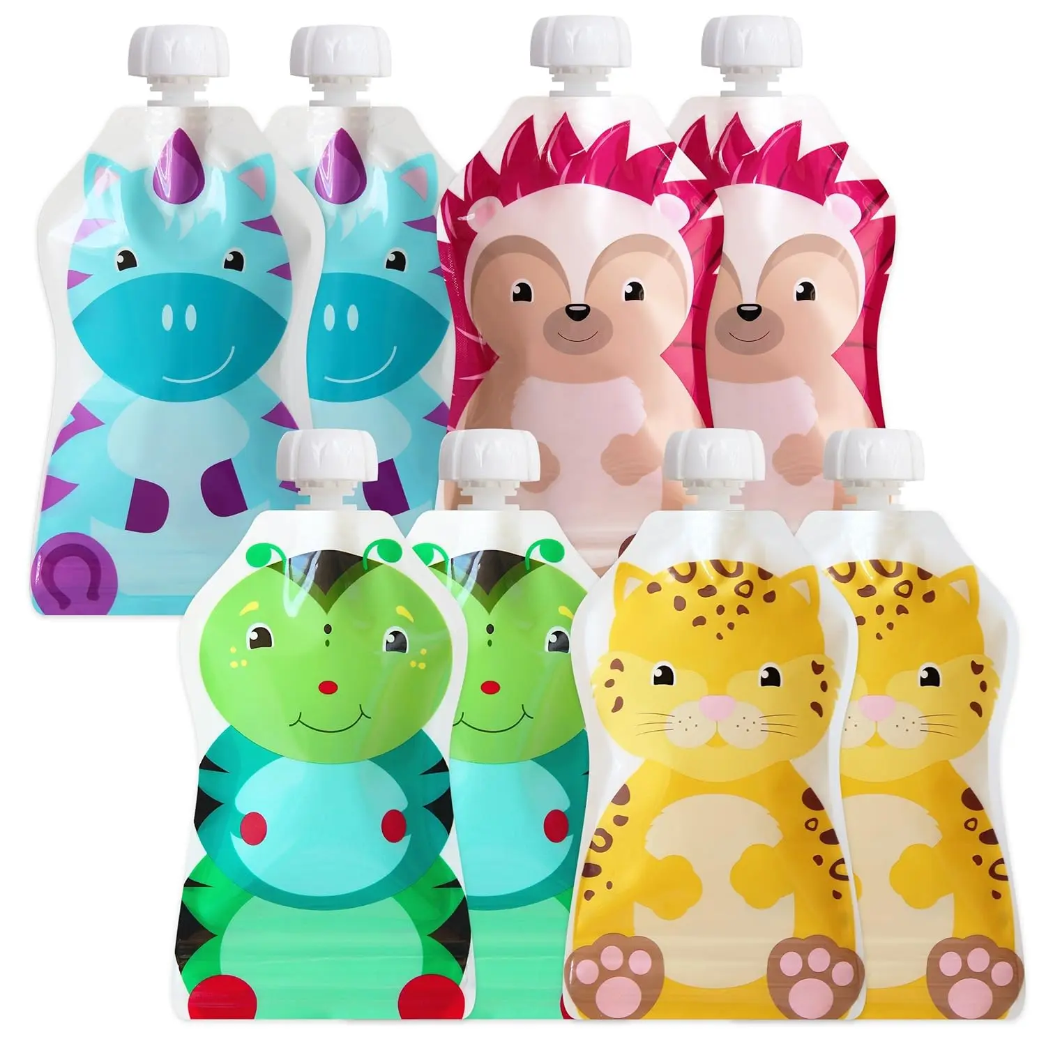 Reusable Baby Food Pouches BPA Free Refillable Toddler Squeeze Pouches for Homemade Purees Applesauce Yogurt Double Zipper Easy Fill Wide Bottom 8CT 5oz SnakPack FreshSquad