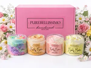 PureBellissimo Whipped Natural Shea Butter Box - Choose 2 or 4 Handmade Body Butters in Signature Box for Self-Care & Gifting