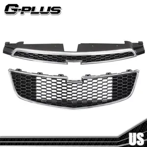 Fit For 2011-2014 Chevy Cruze Front Bumper Upper & Lower Grille Set of 2PCS
