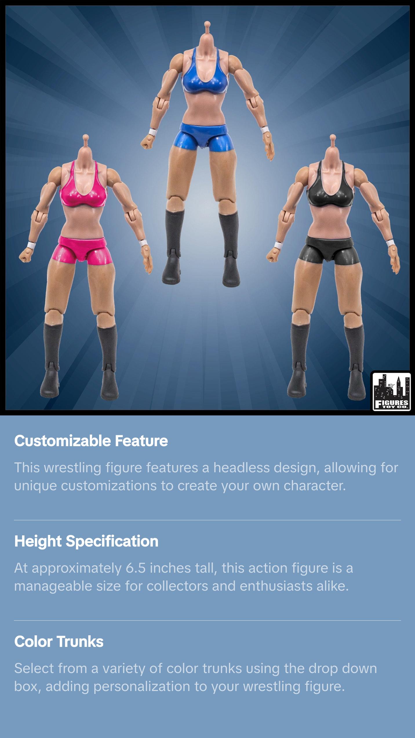 Generic 6.5 Inch White Female Wrestling Action Figure