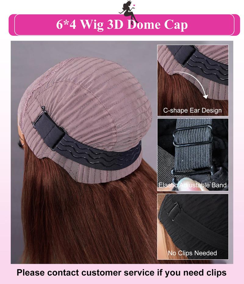 Reddish Brown Body Wave 6*4 Wear Go Wig 180% Density Pre Plucked Pre Cut Lace Closure Wig Glueless Colored Human Hair Wig BGMgirl Hair TikTokShopBlackFriday