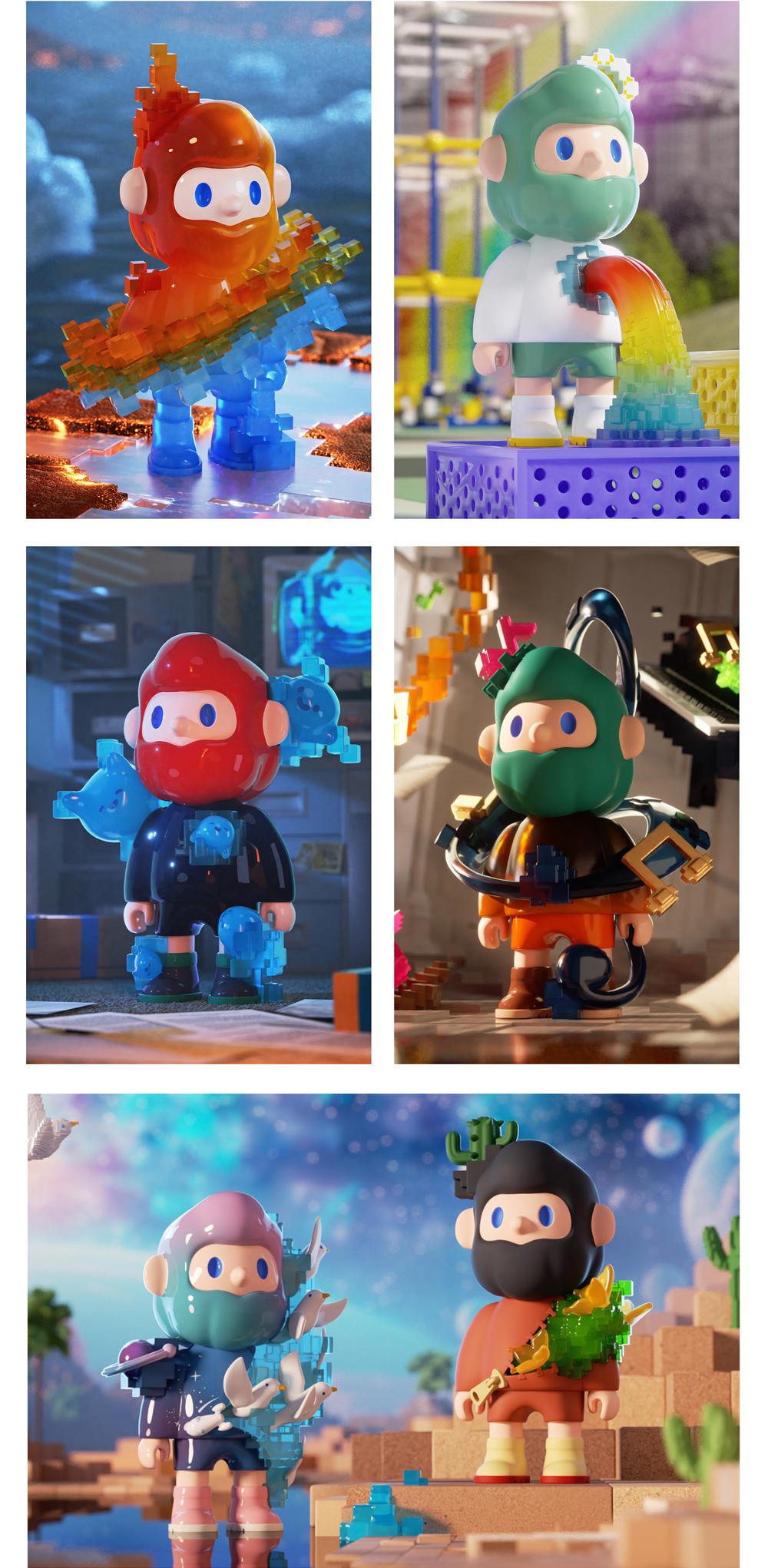 [FINDING UNICORN] FARMER BOB Pixel Universe Blind Box Cute Figures Desktop Ornament Collectible Toys Birthday Gifts HEVACHDBX6