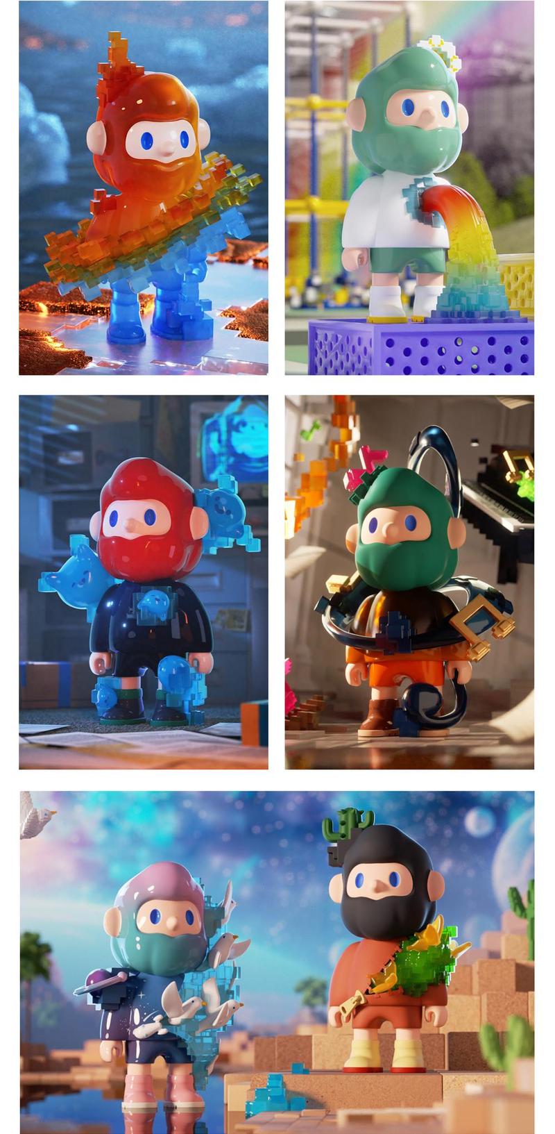 [FINDING UNICORN] FARMER BOB Pixel Universe Blind Box Cute Figures Desktop Ornament Collectible Toys Birthday Gifts HEVACHDBX6