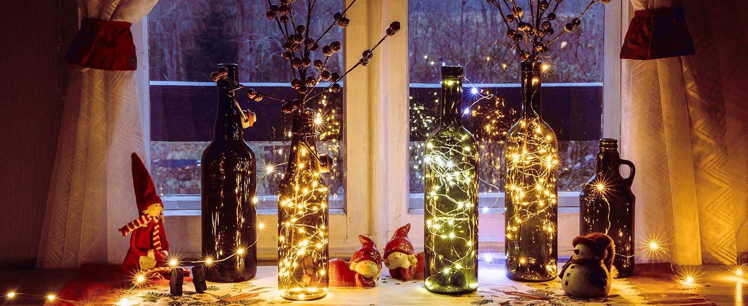 Minetom Fairy Lights Battery Operated with Remote, 33Ft 100 LED Waterproof String Lights Indoor Outdoor, Starry Twinkle Light for Christmas Home Bedroom Wedding DIY Centerpiece Decor