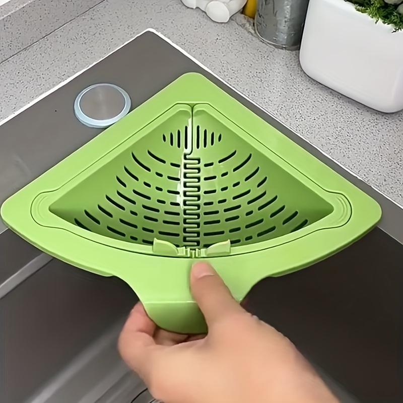 Triangle Drain Basket Kitchen Filter Net Durable Triangle Design Perfect for Draining Produce Utensils Food Colander Kitchenware 2 Counts Triangular Draining Basket Versatile Use