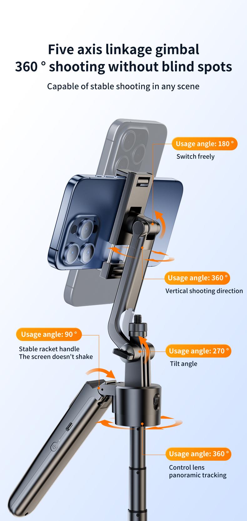 NEW 360-Rotatable Selfie Stick Tripod,Rechargeable Smart Face Tracking Tripod With 2 Fill Light, Auto Face Tracking Phone Holder for Vlog, Live Streaming,Smartphone Camera Accessories New Selfie Stick  face tracking  tripod
