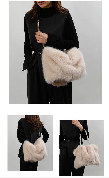 Women's Fashion Retro Plush Chain Crossbody Bag 2025 Fall & Winter - Large Capacity, Suitable for Daily Commute & Shopping, Street Versatile