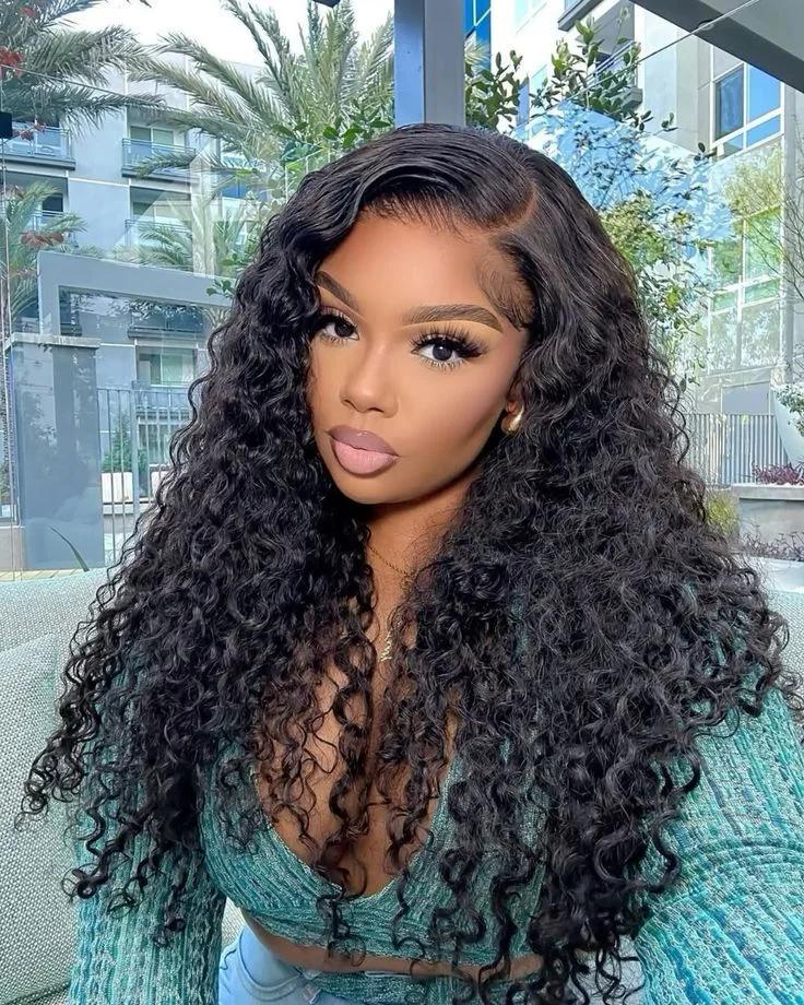 250 Density 13x6 Hd Deep Wave Frontal Wig 30 34inch Glueless Wigs 100% Human Hair Water Wave Curly Lace Front Wig For Women On Clearance Sale