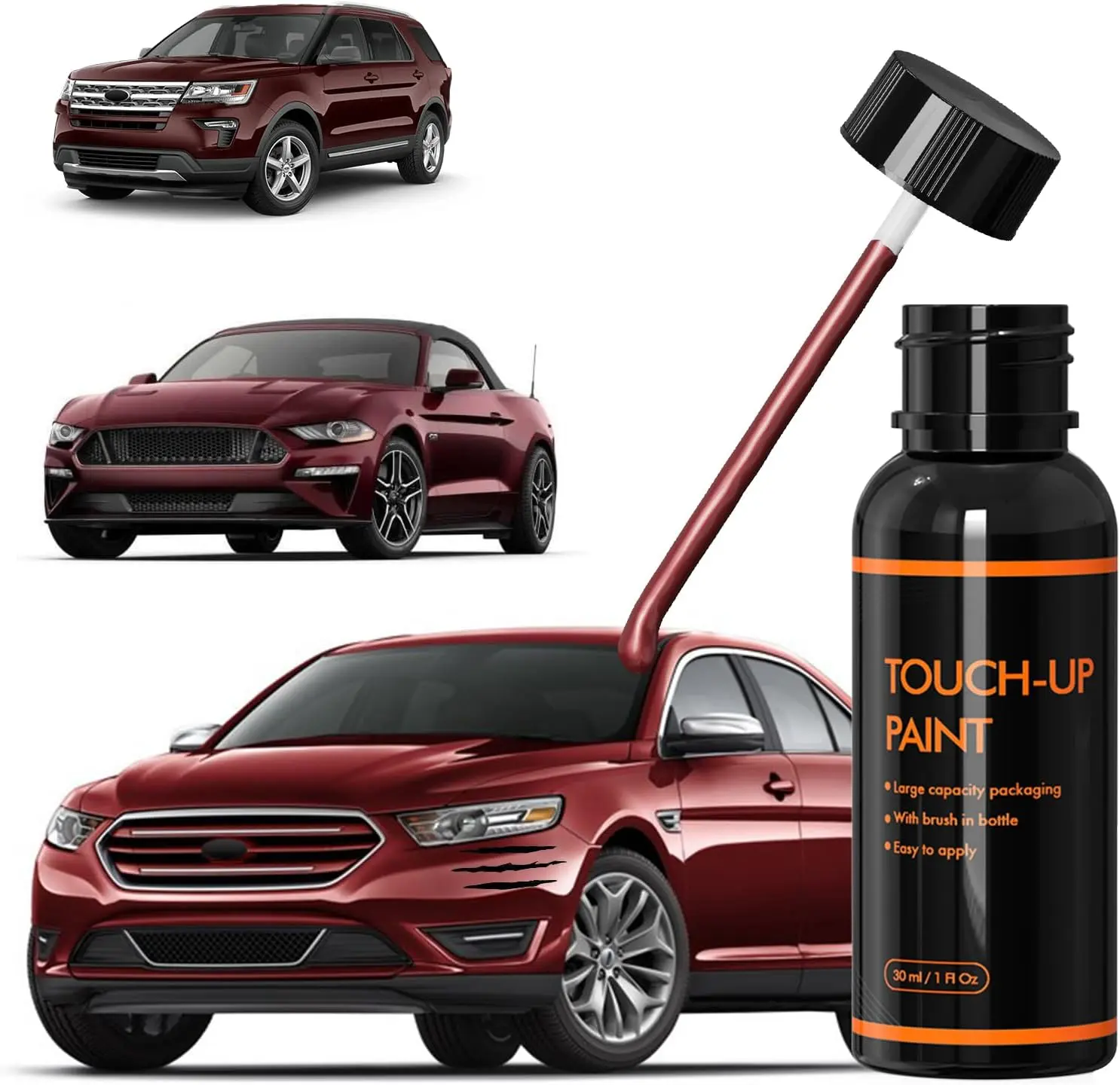 R3 Burgundy Velvet Touch Up Paint for , DIY Car Paint Scratch Repair Kit, Automotive Paints, Quick & Easy Fix Scratch Repair for Mustang/Taurus/Explorer/Expedition/Edge/Flex/Fusion
