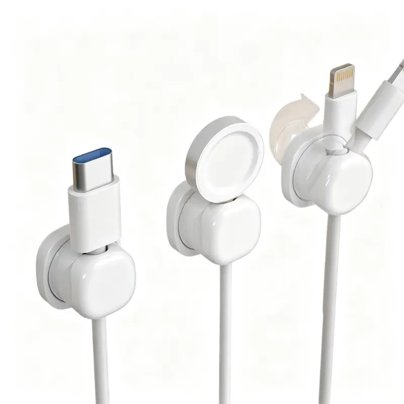3 Pack Plastic Body Magnetic Cable Clips - 360° Rotatable Strong Magnetic Cord Organizer, No Residue Adhesive Charger Cord Holder for Desk, Car, Office Home Accessories, Three Clips