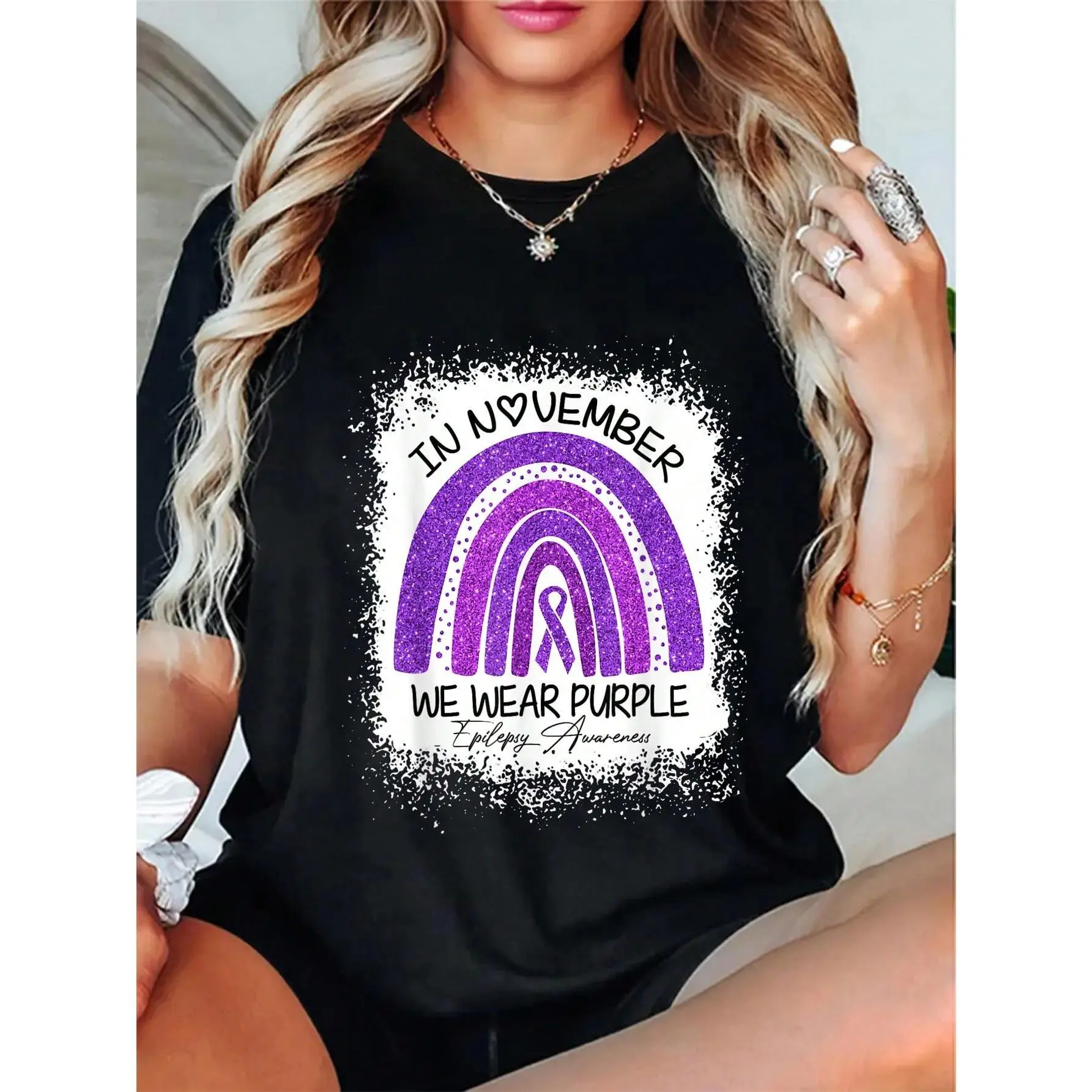 100% Cotton In November We Wear Purple Epilepsy Awareness T-Shirt