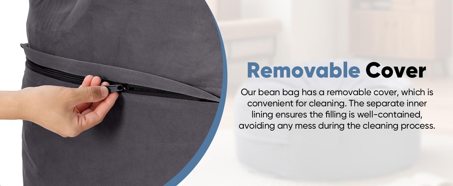 Bean Bag Chair - Oversized Lazy Sofa with Removable Washable Cover for Adults and Kids, Giant Comfy Design, Round Shape, Ideal for Living Room