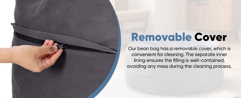 Bean Bag Chair - Oversized Lazy Sofa with Removable Washable Cover for Adults and Kids, Giant Comfy Design, Round Shape, Ideal for Living Room