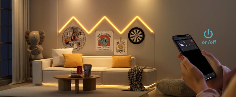 Lepro WL1 AI Smart RGB Wall Lights for Christmas Decorations, LLM AI Generated Lighting with LightBeats Music Sync, Voice Control Via App, Wi-Fi & Bluetooth LED Light Bars, 8 Pcs with 4 Corners