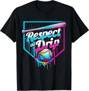 Baseball Drip Respect The Drip Player Ice Cream Sprinkles T-Shirt Cotton Fabric