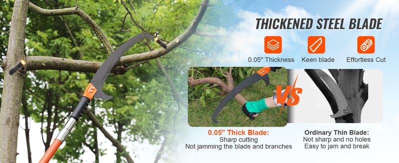 VEVOR Manual Pole Saw, TikTokShopBlackFriday, 7.3-27 ft Extendable Tree Pruner, Sharp Steel Blade High Branches Trimming, Manual Branch Trimmer with Lightweight 8 Fiberglass Handles, for Pruning Palms and Shrubs VEVOR Super Brand Day