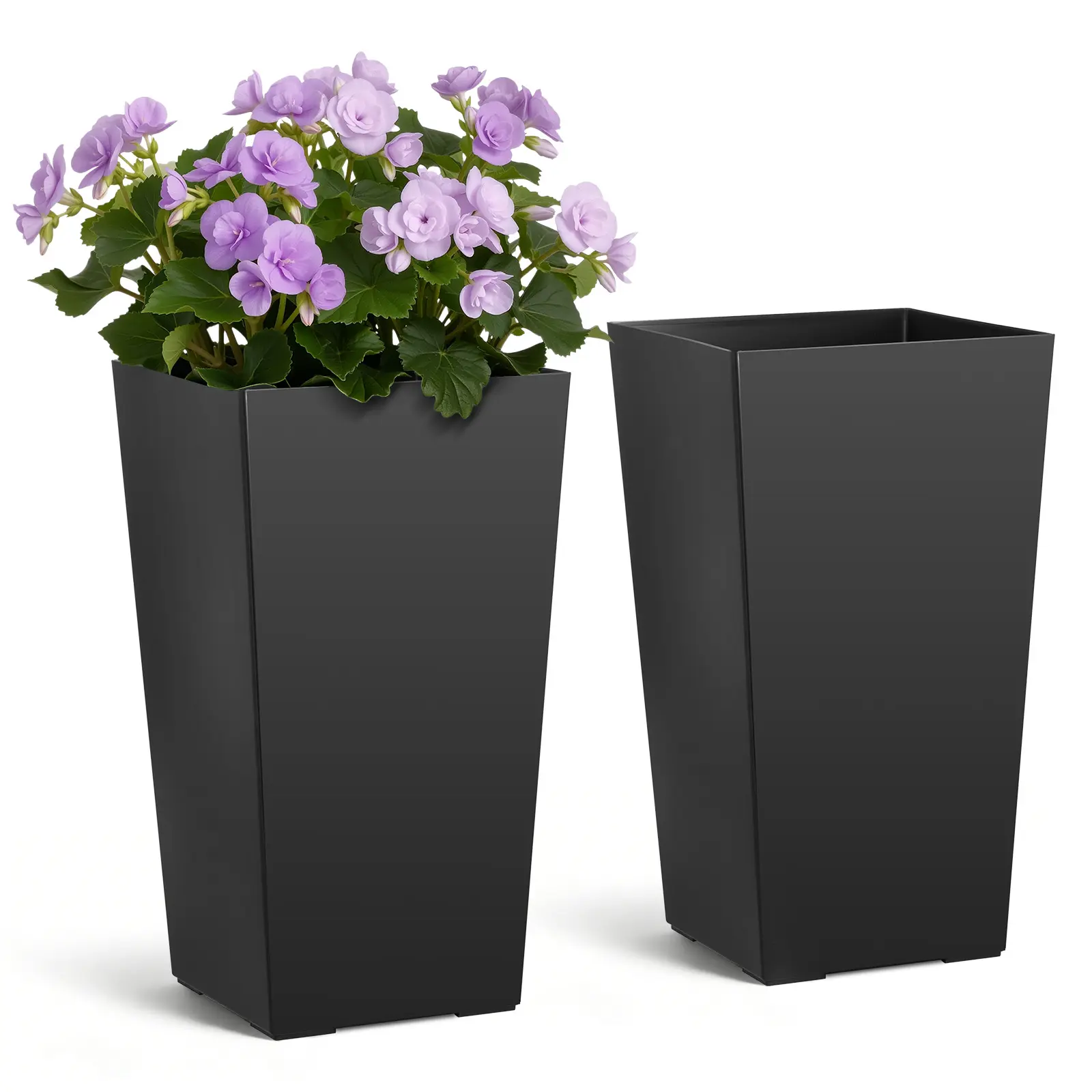 【SummerFinds】VEVOR 22-Inch Tall Tapered Large Flower Pots Set of 2, Plastic Modern Garden Planters with Casters, Inner Pot & Drainage System, Father's Day Gift for Container Gardening, All-Seasons Outdoor Plant Decor for Front Porch Patio