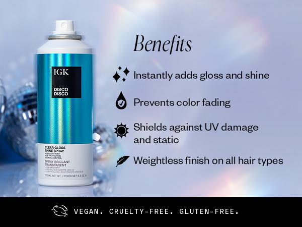 IGK DISCO DREAMS BUNDLE | Disco Disco Shine Spray + Legendary Shampoo + Legendary Conditioner | 644ml | 21.3 oz