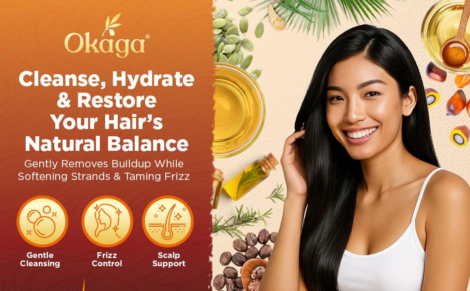 Okaga Shower Set - Batana Oil Shampoo & Conditioner - 8 in 1 Organic Haircare for Hair Growth Support, Cleansing, & Healthy Scalp - (2 x 300 mL)