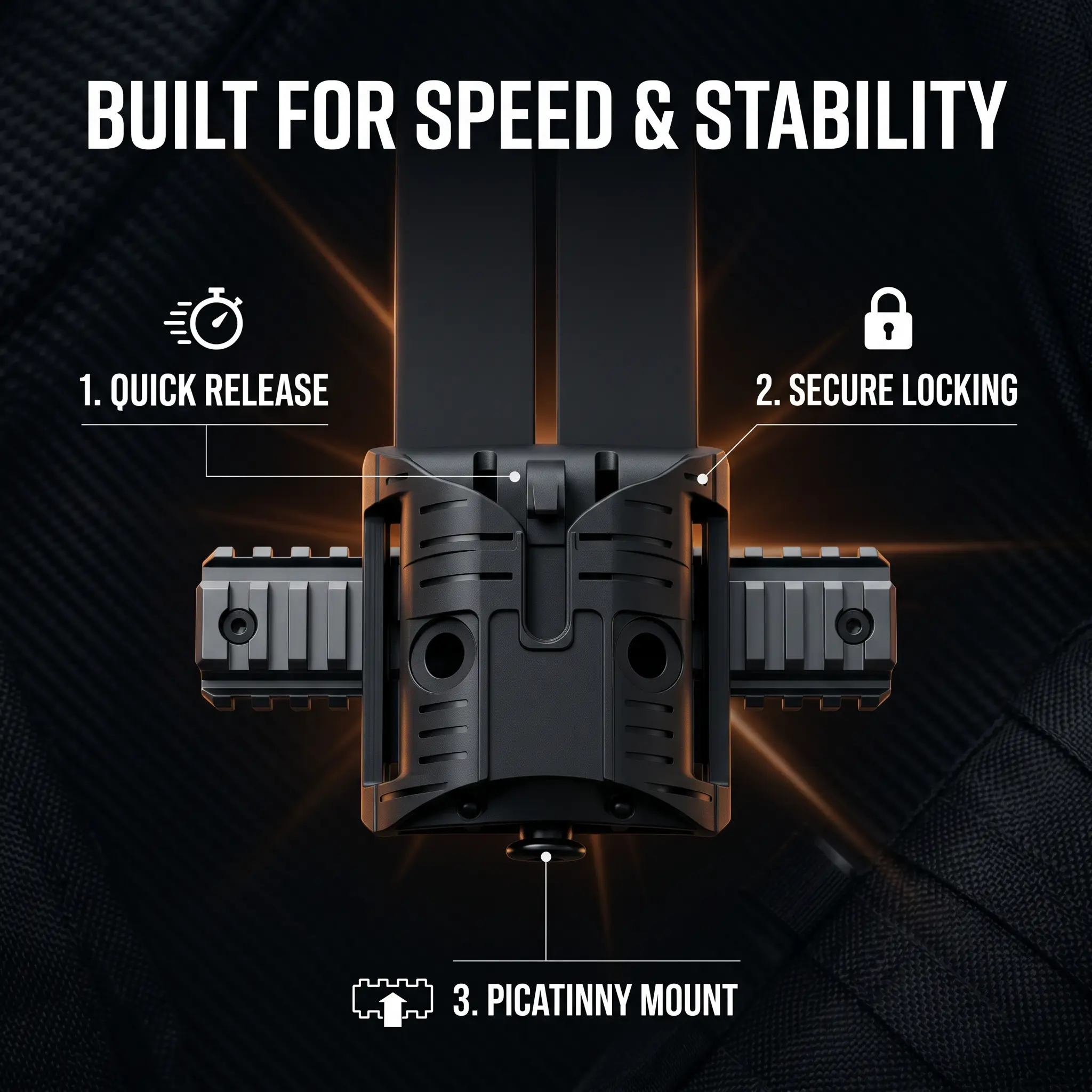 PerDDTrailLock Tactical Ambidextrous Magazine Holder, Heavy-Duty Nylon Mag Carrier with Quick Lock for Picatinny Rail, Wear-Proof Gear for Outdoor Hunting & Wargames