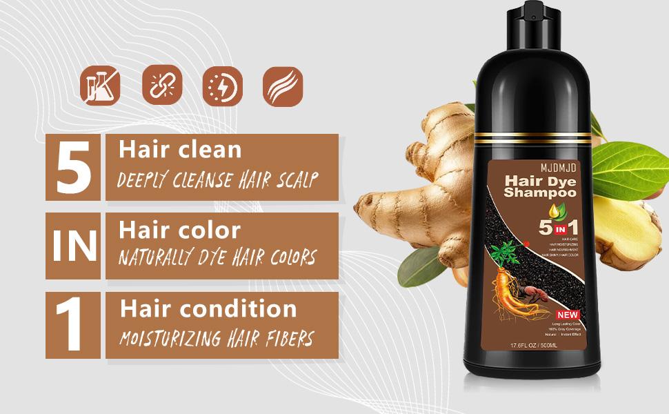 Natural Blonde Brown Hair Dye Shampoo 3 in 1, Hair Instant Dye Shampoo to Cover Gray Hair for Women Men, Herbal Ingredients Brown Shampoo Hair Dye 200ML, Magic Coloring Shampoo for Painting Hair, Shampoo Para Canas