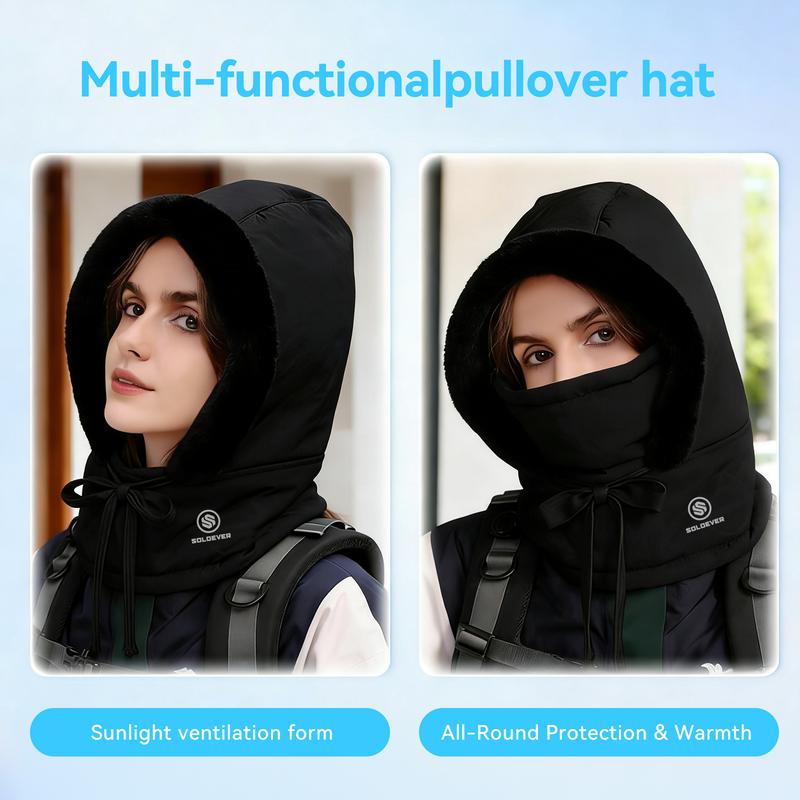 SOLOEVER 3-in-1 Thermal Hat Plush Balaclava Windproof Waterproof Adjustable Fit for Men Women Unisex Design Ideal for Outdoor Activities Ideal Gifts for Christmas outdoor winter warm hat cold