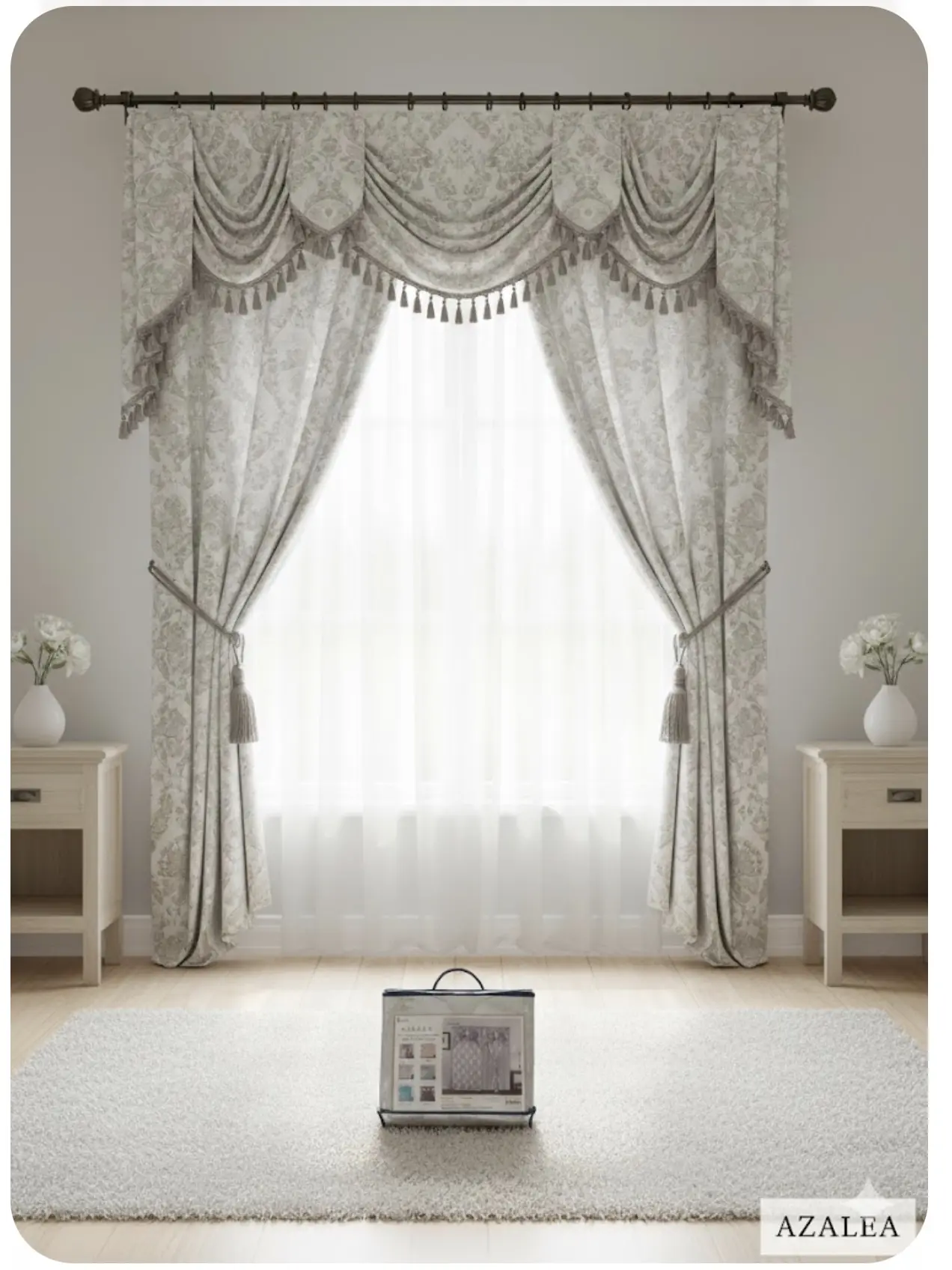 AZALEA LUXURY JACQUARD CURTAIN WITH ATTACHED VALANCE