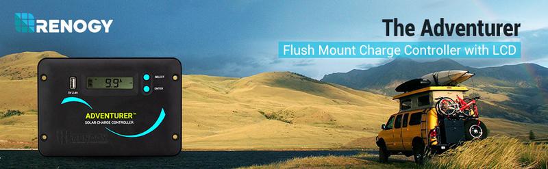 Renogy 30A 12V/24V PWM Solar Charge Controller with LCD Display Flush Mount Design Negative Ground, Compatible with Sealed, Gel, Flooded and Lithium Batteries, Adventurer 30A,black Charger