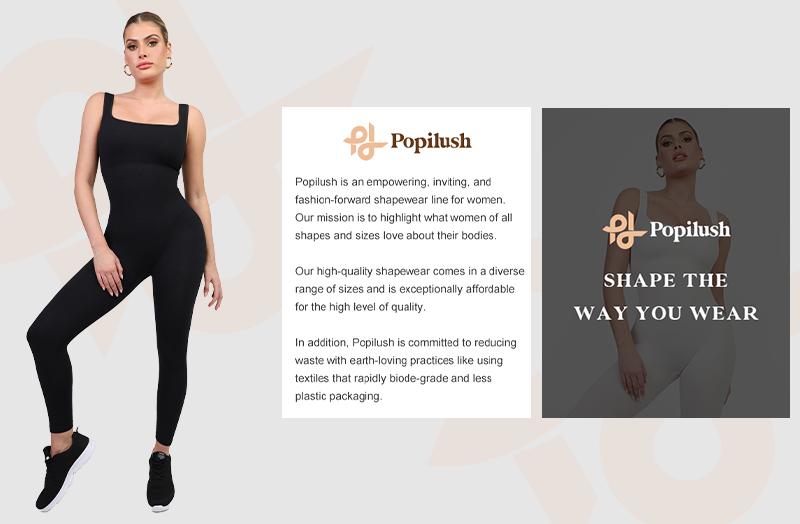 Popilush Shapewear Seamless Square Neck Tank Workout Jumpsuit