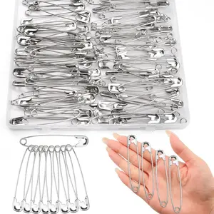 100 PCS 3 Inches Large Safety Pins for Clothes - Big Heavy Duty Safety Pins, Rust-Resistant Nickel Plated Steel Clothing Pin for Clothes Sewing Craft