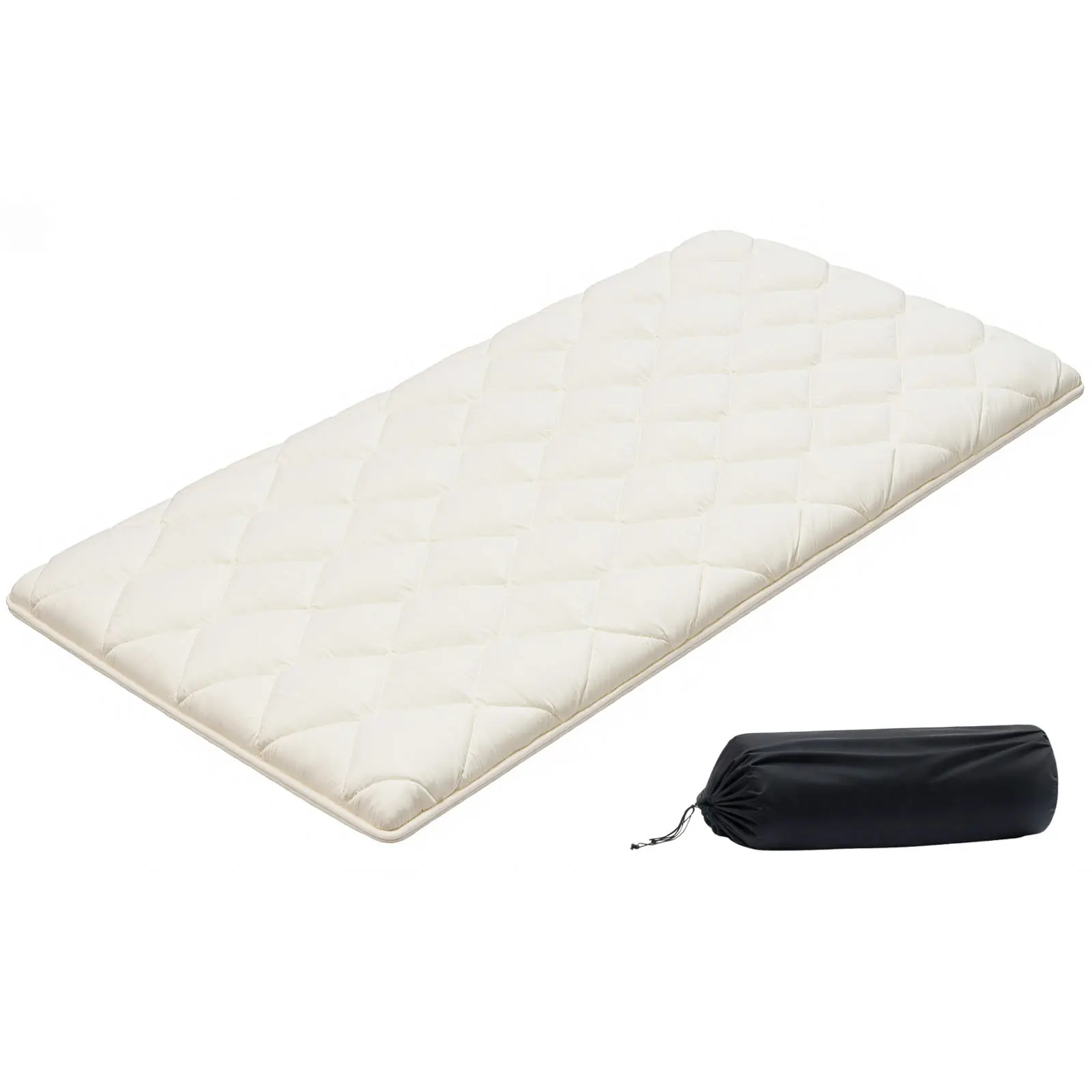 【SummerFinds】VEVOR Twin Size Foam Folding Mattress - 9-Layer Foam Spine-Protecting Balanced Support, Breathable Tatami Yoga Mat, Straps, Drawstring Storage Bag, 80x39x2.5in White Guest Bed, Wipe with Damp Cloth, Camping Sleeping Surface