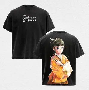 Maomao The Apothecary Diaries Yellow Hanfu Graphic Tee Vintage Acid Wash Streetwear T-shirt Chinese Mystery Anime Aesthetic Oversized Heavyweight Cotton Shirt