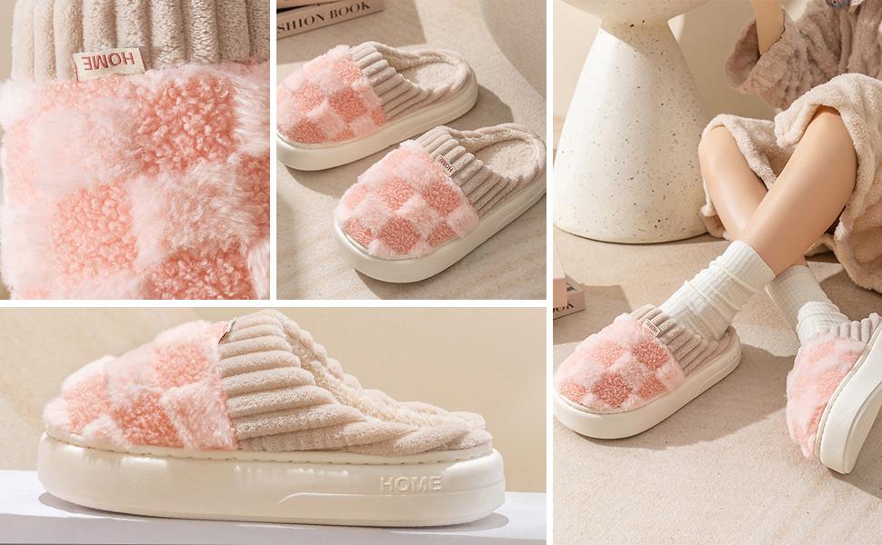 Women's Fuzzy Memory Foam Slippers Warm Cotton Soft Lightweight House Indoor Shoes Fur