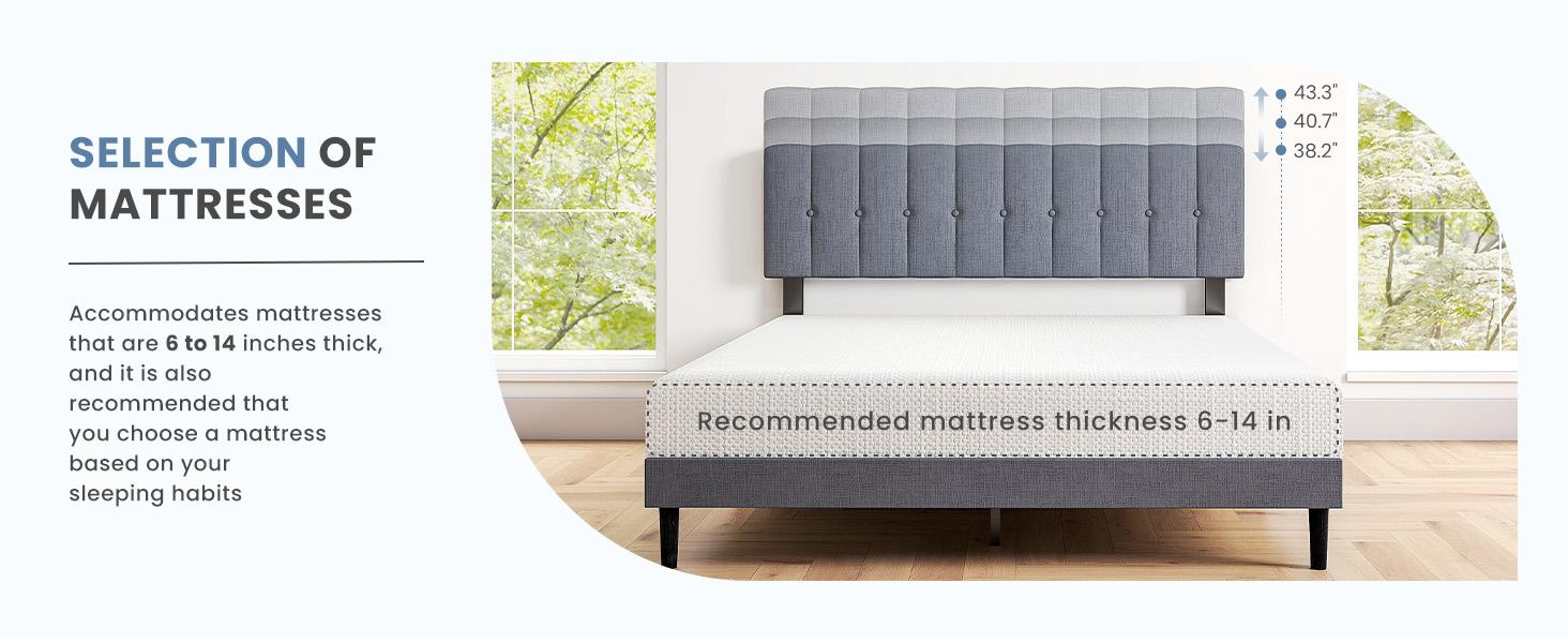 Full Size Platform Bed - Fabric Upholstered Sturdy Wood Slats No Box Spring Needed Modern Design with Upholstery Full Size Platform Bed - Fabric Upholstered Sturdy Wood Slats No Box Spring Needed Modern Design with Upholstery