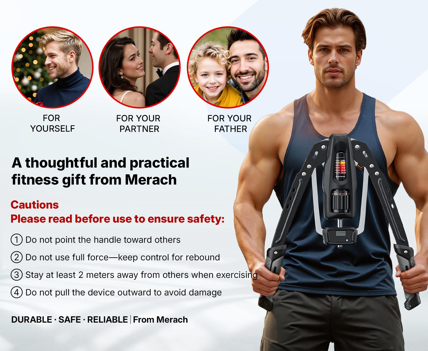 Merach Hydraulic Arm Trainer with Counter, 22-440lbs Adjustable Chest Expander for Home Gym, Arm & Shoulder Strength Training Equipment