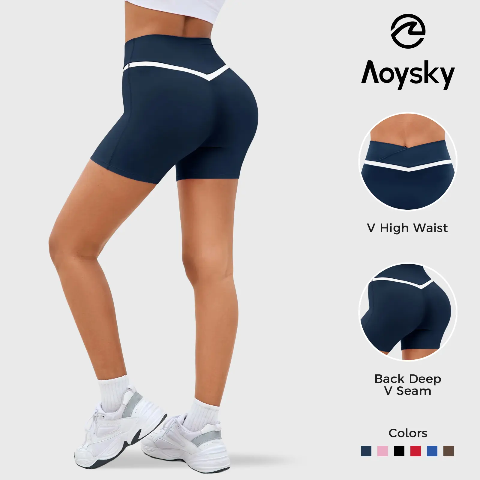 Aoysky Womens Buttery Soft Crossover Biker Shorts 5" Criss Cross V High Waisted Seamless Workout Yoga Athletic Shorts