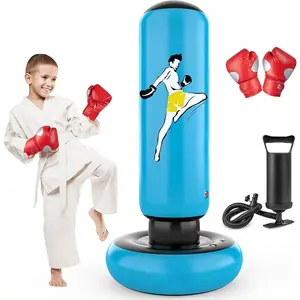 Kids Punching Bag Toy with Boxing Gloves, 66 Inch Larger Stable Kids Inflatable Boxing Bag Set, Gifts for Boys & Girls Age 6-12, for Practicing Karate, Taekwondo,
