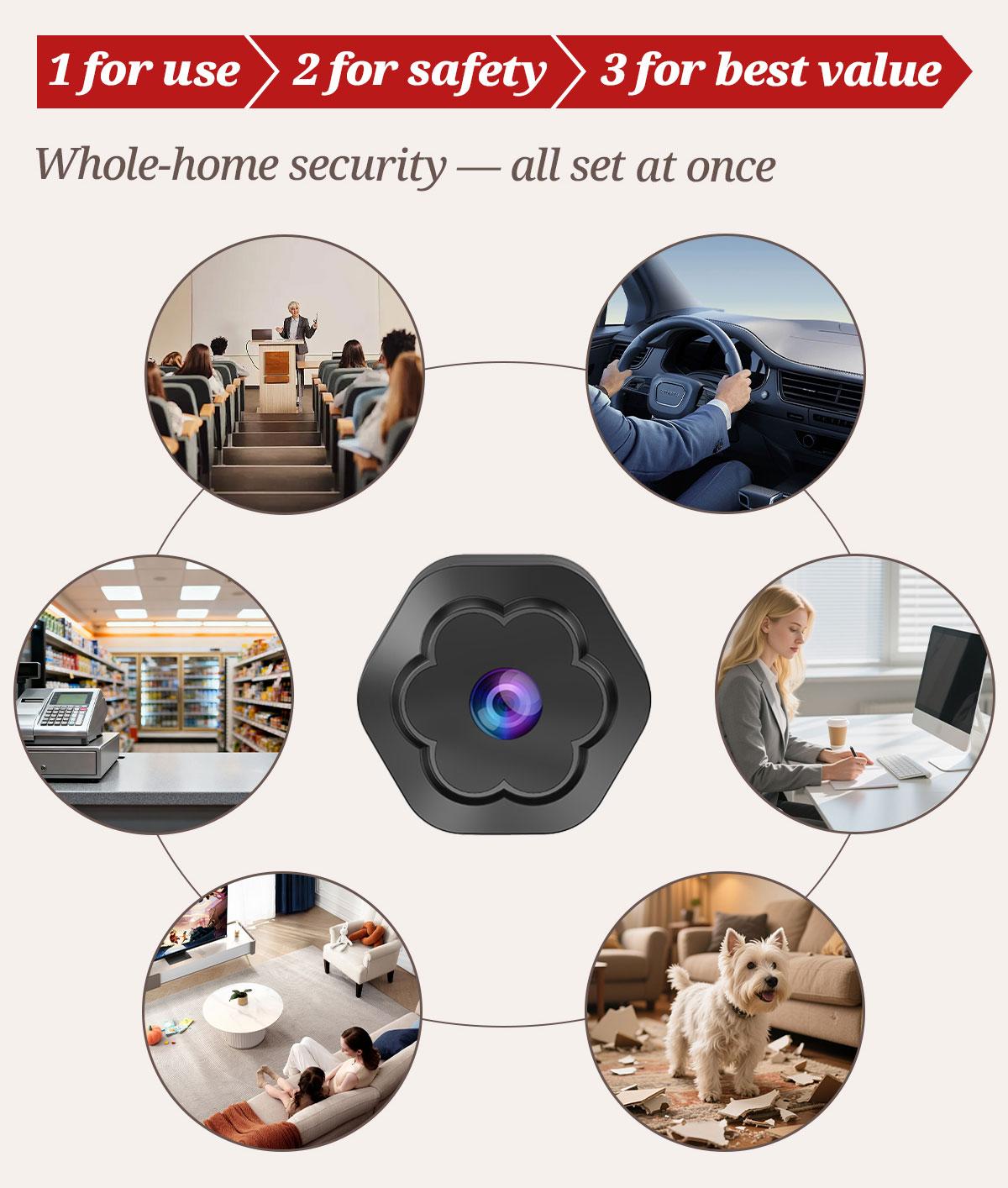 Flycloud F0 Mini WiFi Home Camera 1080P Full HD, Plug-in & Rechargeable, Night Vision, APP Alerts, Motion Detection for Home, Baby & Pet Monitor