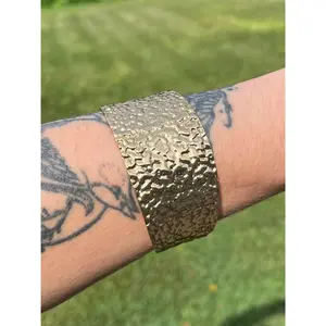 Hammered Cuff Bracelet - Gold Plated Stainless Steel
