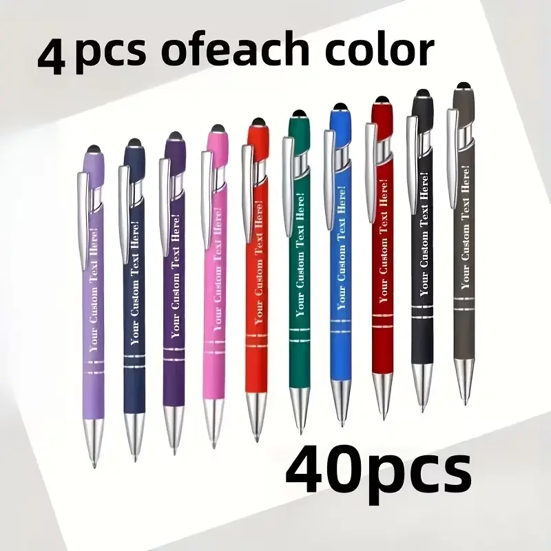Customizable Metal Ballpoint Pen Set - 40-Pack Ball Tip Pens & Refills, Lightweight, Durable, Smooth-Writing Office Stationery for Business Meetings, Gifting
