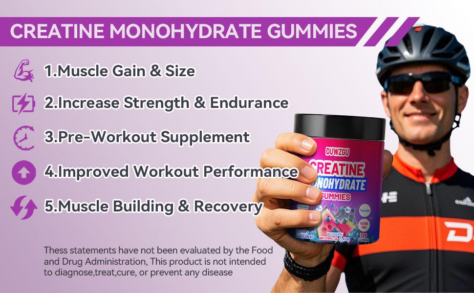 High-Efficiency Creatine Gummy 128ct (450g) - Explosive Strength & Power Boost, Performance & Focus Enhancer, Quick Recovery Muscle Supplement, Monohydrate Creatine for Workout, Pump It Pre-Workout for Women, Energy & Endurance  Best Pre-Workout for A