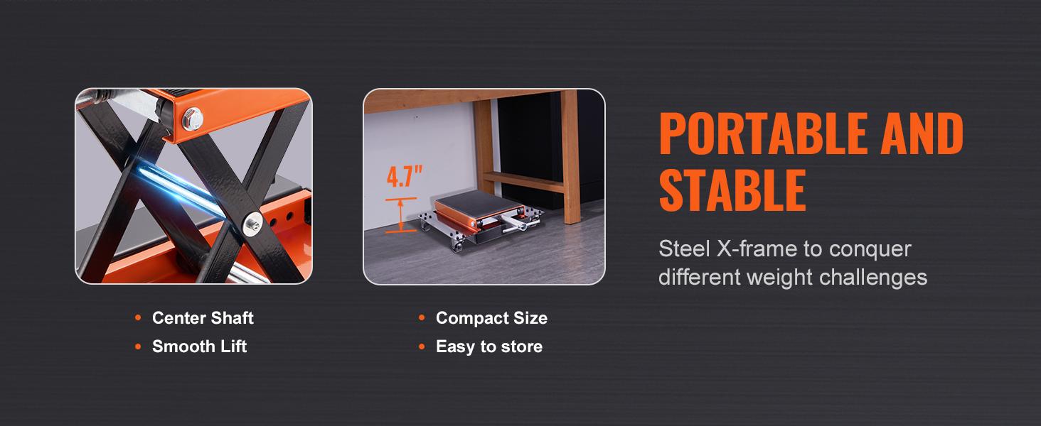 VEVOR Motorcycle Lift, TikTokShopBlackFriday, 1100 LBS Motorcycle Lift ATV Scissor Lift Jack with Dolly & Hand Crank, Center Hoist Crank Stand with Wide Deck & Tool Tray for Street Bikes, Cruiser Bikes, Touring Motorcycles