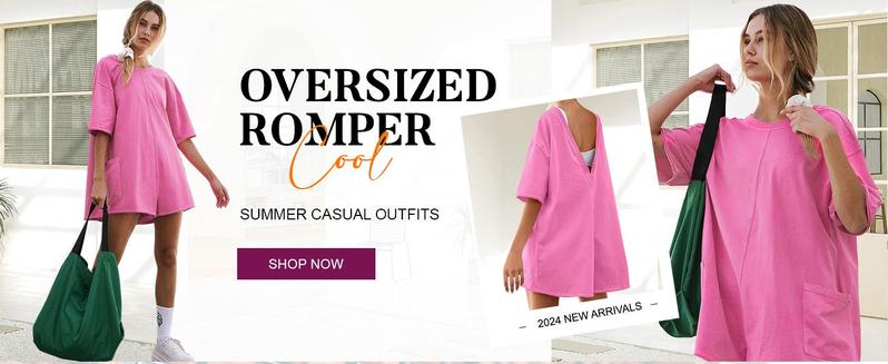 Imily Bela Comfort Baggy Tee Rompers for Women Summer Lady Athletic Oversize Romper Short Sleeve Jumpsuit Basic can be Worn on Both Sides Onesie with Pockets Casual Womenswear Overalls