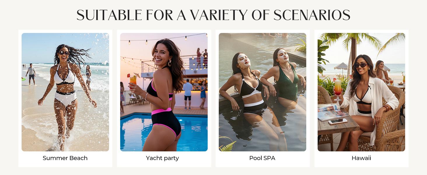 【S-XL】Hanna Nikole Popular Swimsuits, Womens Swimsuits, Textured Bathing Suit Tummy Control, Sexy Bikini